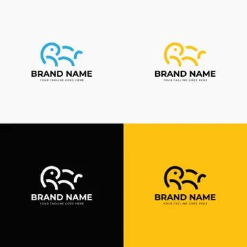 Creative modern line art style minimal elephant logo design template vector i Stock Illustration