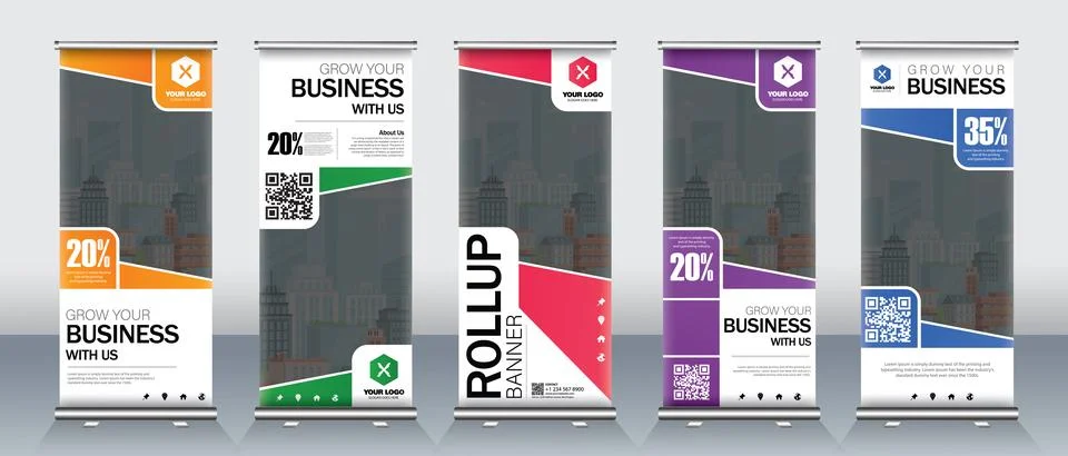 Creative modern roll up banner design Stock Illustration