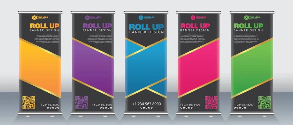 Creative modern roll up banner design Stock Illustration