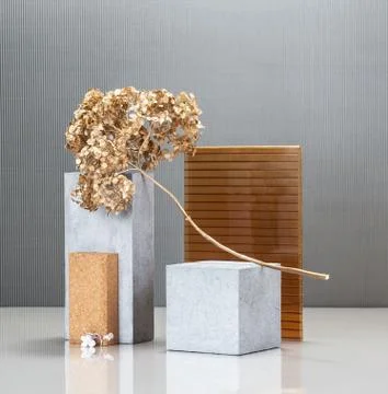 Creative modern still life with the use of concrete blocks, building construc Stock Photos