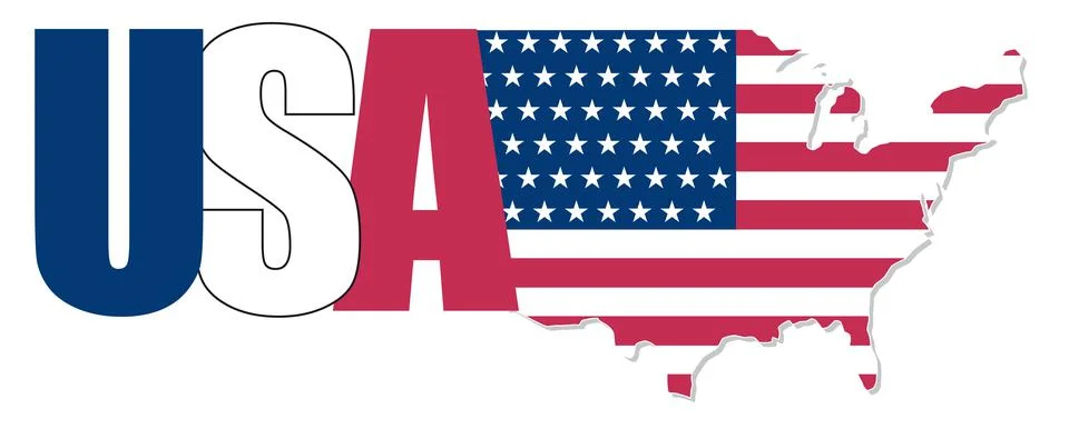 Creative modern vector text logo with USA map Stock Illustration