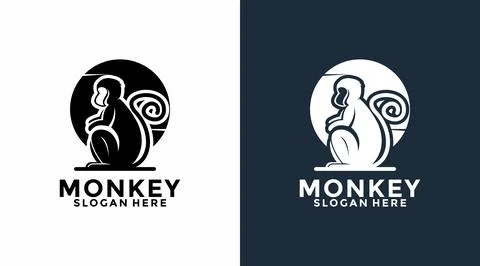 Creative Monkey Logo vector, Chimp logo design, premium minimalism monkey v.. Illustrazione stock
