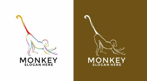 Creative Monkey Logo vector, Chimp logo design, premium minimalism monkey v.. Stock Illustration