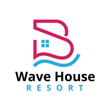 Creative Monoline Wave House Gradient B Logo Stock Illustration