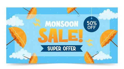 Creative monsoon hanging sign vector for rainy season promotion media. Monsoon Stock Illustration