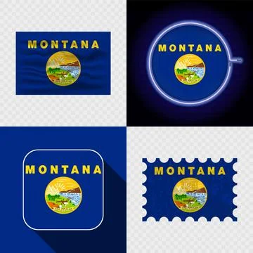 Creative Montana Flag Icon Set Collection. Stock Illustration
