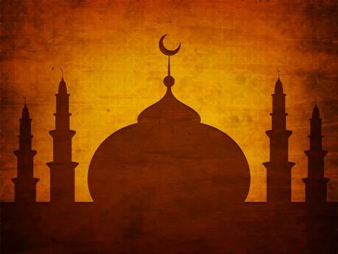 Creative Mosque on brown grunge pattern background, Vector illustration for.. 스톡 일러스트