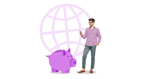 Creative motion art collage video of happy businessman hold phone bubble Stock Footage 302158250