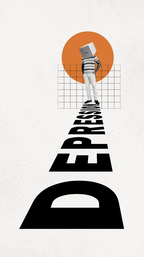 Creative motion art collage video of anonym american man instead head box Stock Footage 302375396