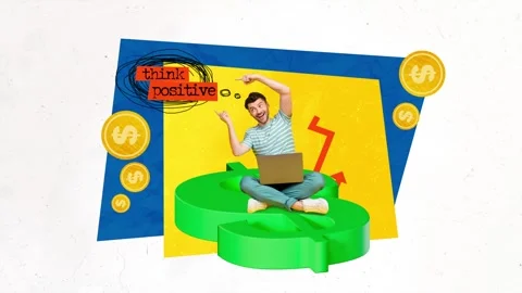Creative motion collage video of happy man freelancer hold laptop Stock-Footage 302984681
