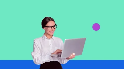 Creative motion collage video of two happy girl guy speak laptop distance chat Stock-Footage 305446859