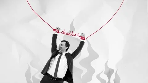 Creative motion collage video of unhappy scream businessman hang rope Stock Footage 301631757