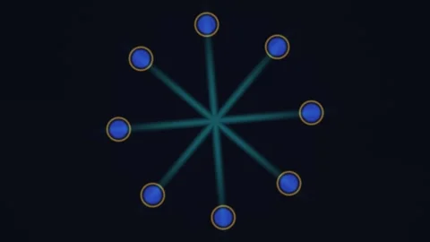 Creative motion graphic design with blue dots on a dark Stock Footage 338196110