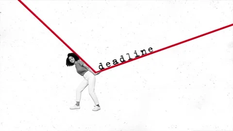 Creative motion sketch collage video of puzzled american girl hold deadline Stock Footage 302991250