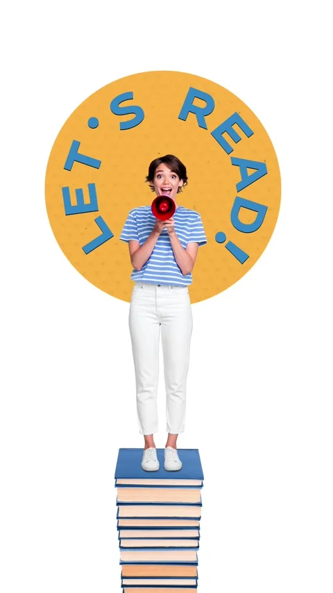 Creative motion trend collage video of happy girl hold loudspeaker Stock Footage 302376299