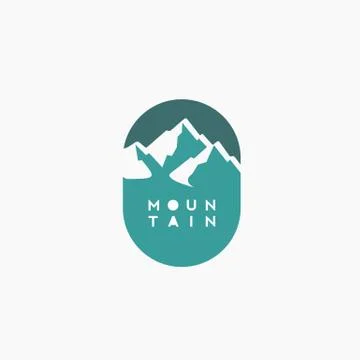 Creative mountain logo design with typography. Stock Illustration