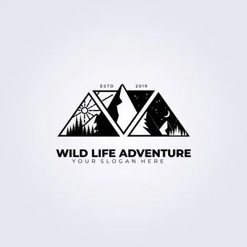 Creative Mountain logo vector illustration template design, adventure logo wi Stock Illustration