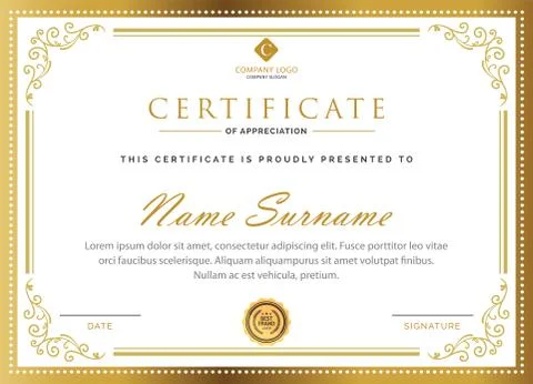 Creative multipurpose award professional certificate template design Stock Illustration