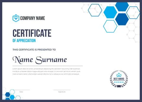 Creative multipurpose new trendy eps certificate design for every sectors Stock Illustration