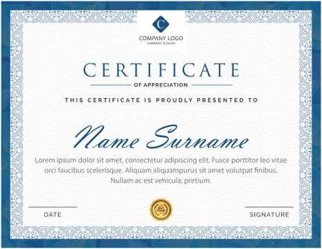 Creative multipurpose professional certificate design for all types company Stock Illustration