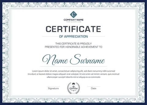 Creative multipurpose professional decorative eps certificate template design Illustrazione stock