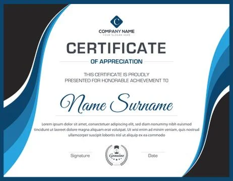 Creative multipurpose professional eps certificate template design Stock Illustration