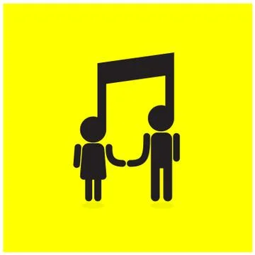 Creative music note sign icon and silhouette people symbol Stock Illustration