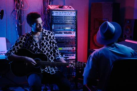 Creative Musicians In Studio Stock Photos