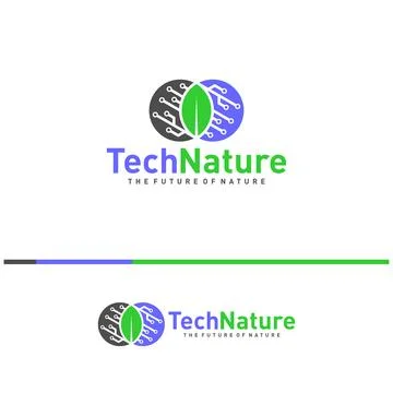 Creative Nature Tech Logo Design Concepts. Bio Tech Logo Template Vector Stock Illustration