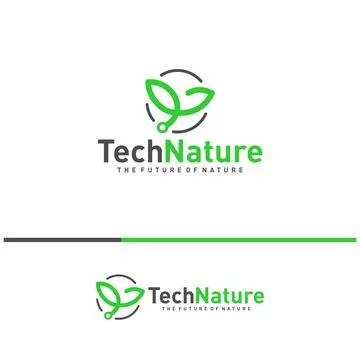 Creative Nature Tech Logo Design Concepts. Bio Tech Logo Template Vector Stock Illustration