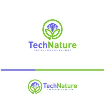 Creative Nature Tech Logo Design Concepts. Bio Tech Logo Template Vector Stock Illustration