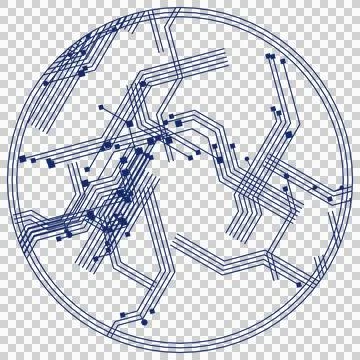 Creative navy circle circuit pattern transparent PNG Stock Photos