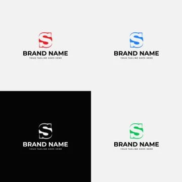 Creative negative space modern trendy line art style initial letter S logo de Illustrazione stock