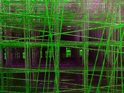 Creative neon background abstract made of wire. Space copy. Green texture m.. 스톡 사진