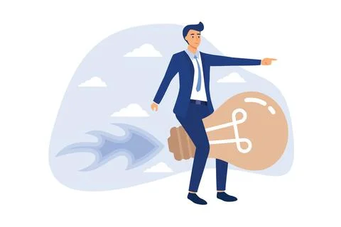 Creative new idea, innovation start up business or inspiration to achieve suc Illustrazione stock