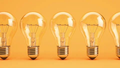 Creative new idea.. One blowing light bulbs in a row of others . Stock Footage 315909507