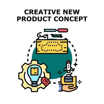 Creative new product concept developing innovation strategy Stock Illustration