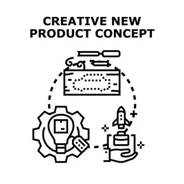 Creative new product concept developing innovation strategy Stock Illustration