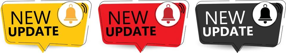 Creative New Update Notification Label Set for Website Announcement Design Ilustração Stock