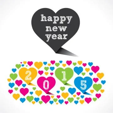 Creative new year 2015 design with colorful heart shape Stock Illustration