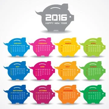 Creative New Year 2016 calendar design stock vector 스톡 일러스트