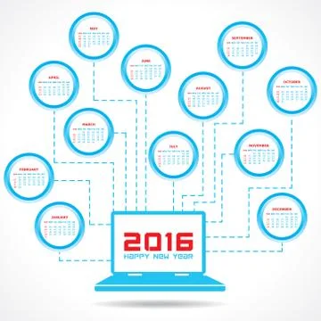 Creative New Year 2016 calendar design stock vector Stock Illustration