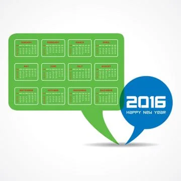 Creative New Year 2016 calendar design stock vector 스톡 일러스트