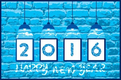 Creative new year 2016 greeting design by photo frame concept Stock Illustration