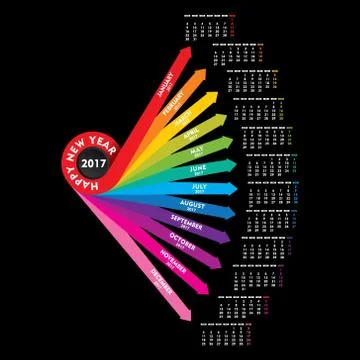 Creative New Year calender for 2017 Stock Illustration