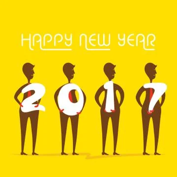 Creative New Year Greeting for 2017 Stock Illustration