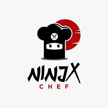 Creative ninja chef hat logo icon vector template on white background Illustrazione stock