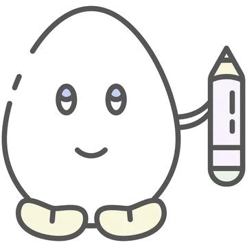 Creative note icon outline vector mascot with pencil Stock Illustration