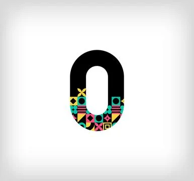 Creative number 0 logo with geometric shapes. Stock Illustration