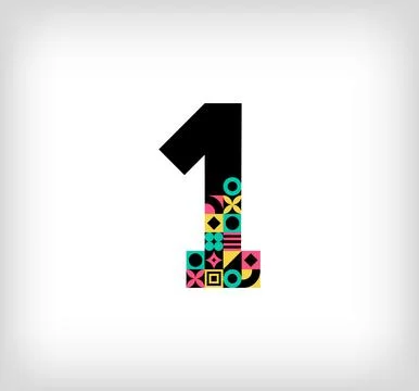 Creative number 1 logo with geometric shapes. Stock Illustration